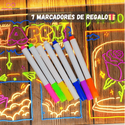 Pizarra LED Mágica + 7 Marcadores de Regalo🎁