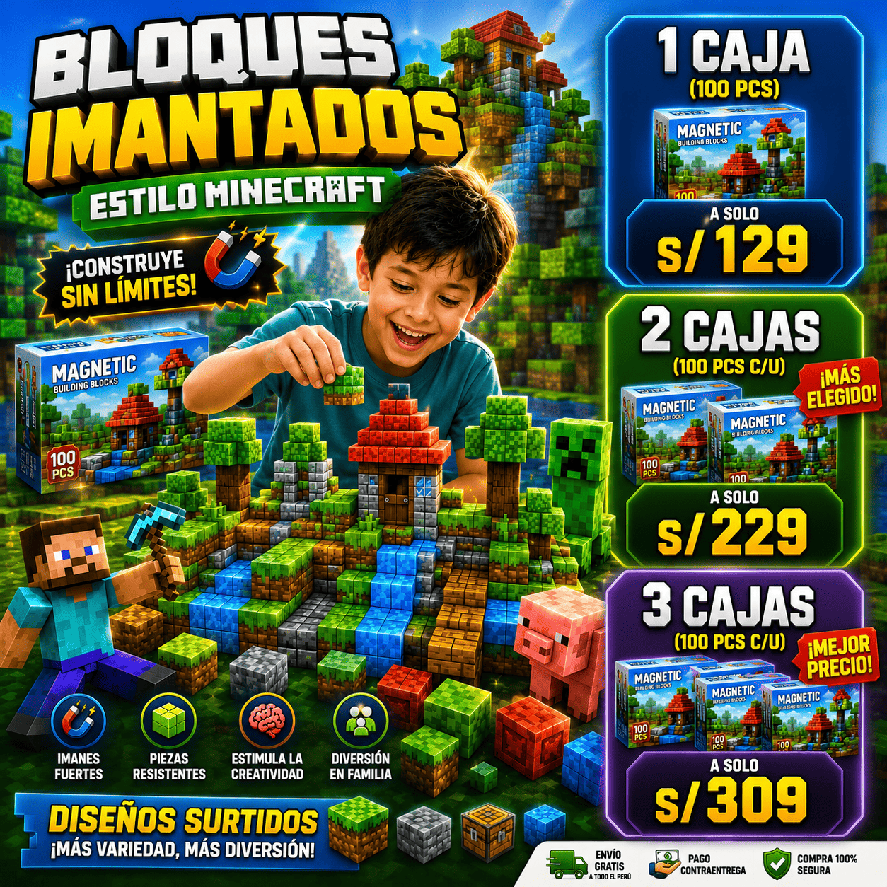 🧱 Bloques Magnéticos Minecraft ¡Construye Sin Límites! 🧲