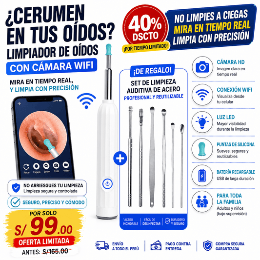 Limpiador de Oidos Con Camara Wifi + Regalo 🎁